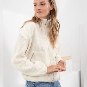 & Other Stories Wool Blend Zip Up Turtleneck Cardigan Sweater Stockholm Atelier